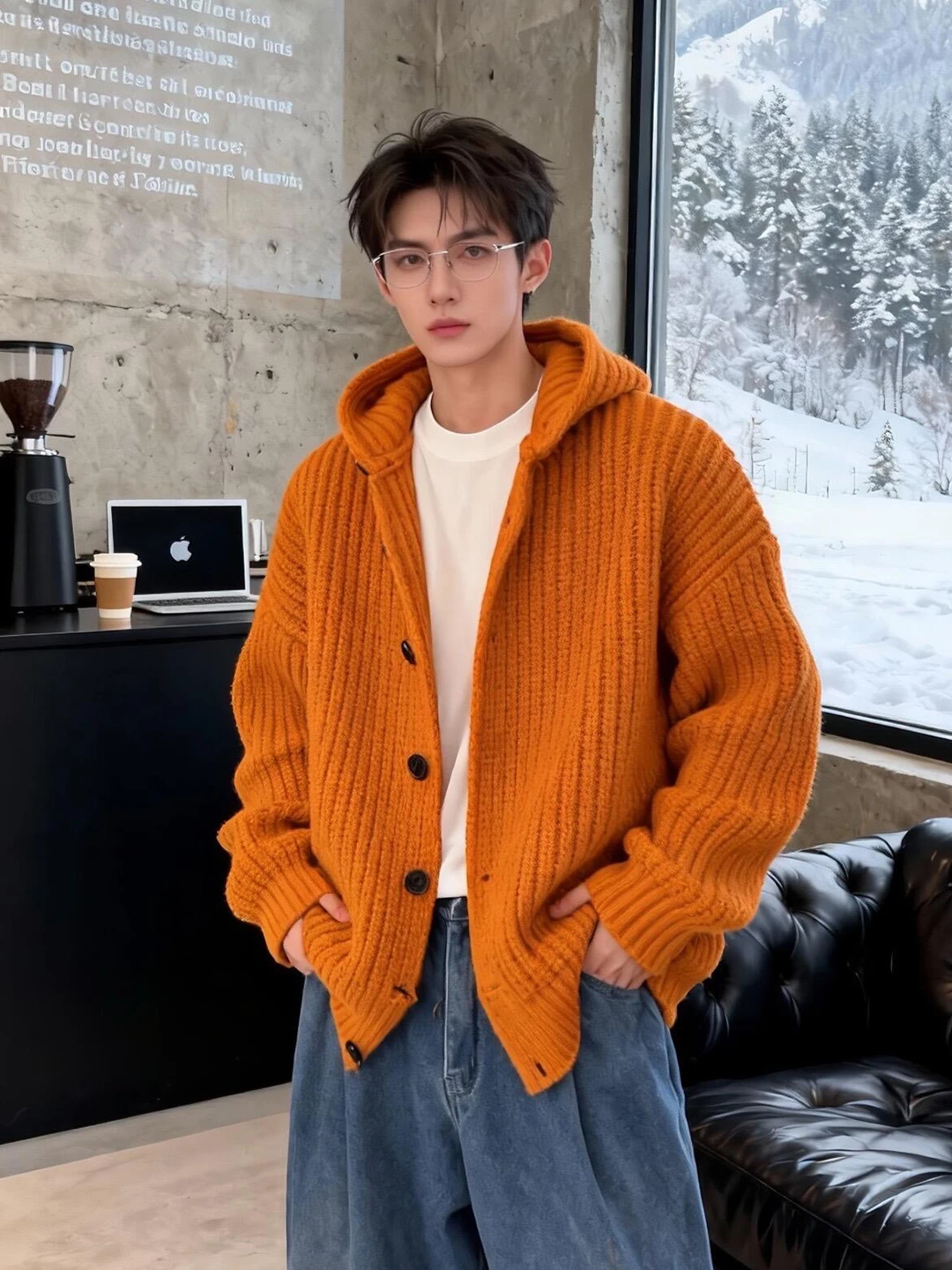 Оранжевый плотный вязаный кардиган с капюшоном для мужчин, зимний, в корейском стиле, свободного кроя, с длинными рукавами, с вышивкой, в стиле Lazy Fashion
Оранжевый плотный вязаный кардиган с капюшоном для мужчин, зимний, в корейском стиле, свободного кроя, с длинными рукавами, с вышивкой, в стиле Lazy Fashion