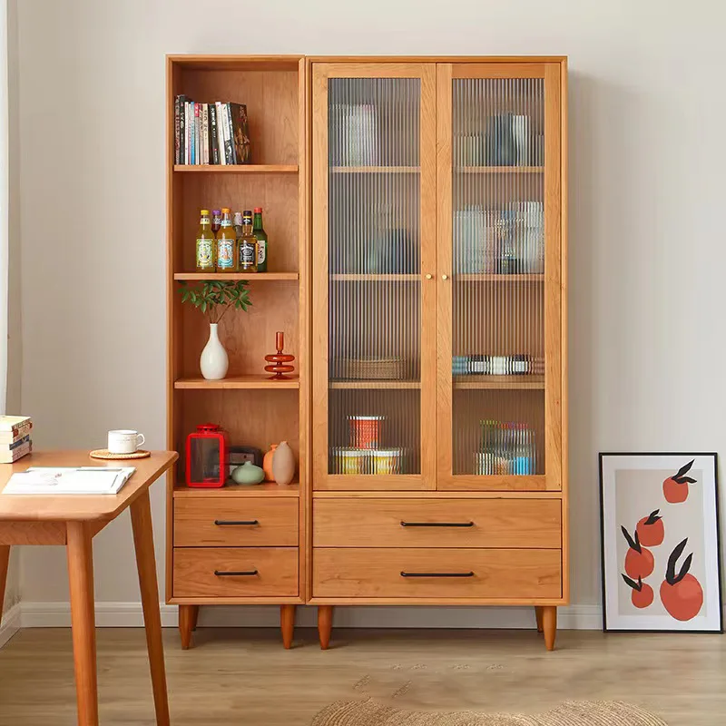 Solid wood bookcase household study single door bookcase cherry wood with glass door bookshelf Nordic living room display
Solid wood bookcase household study single door bookcase cherry wood with glass door bookshelf Nordic living room display