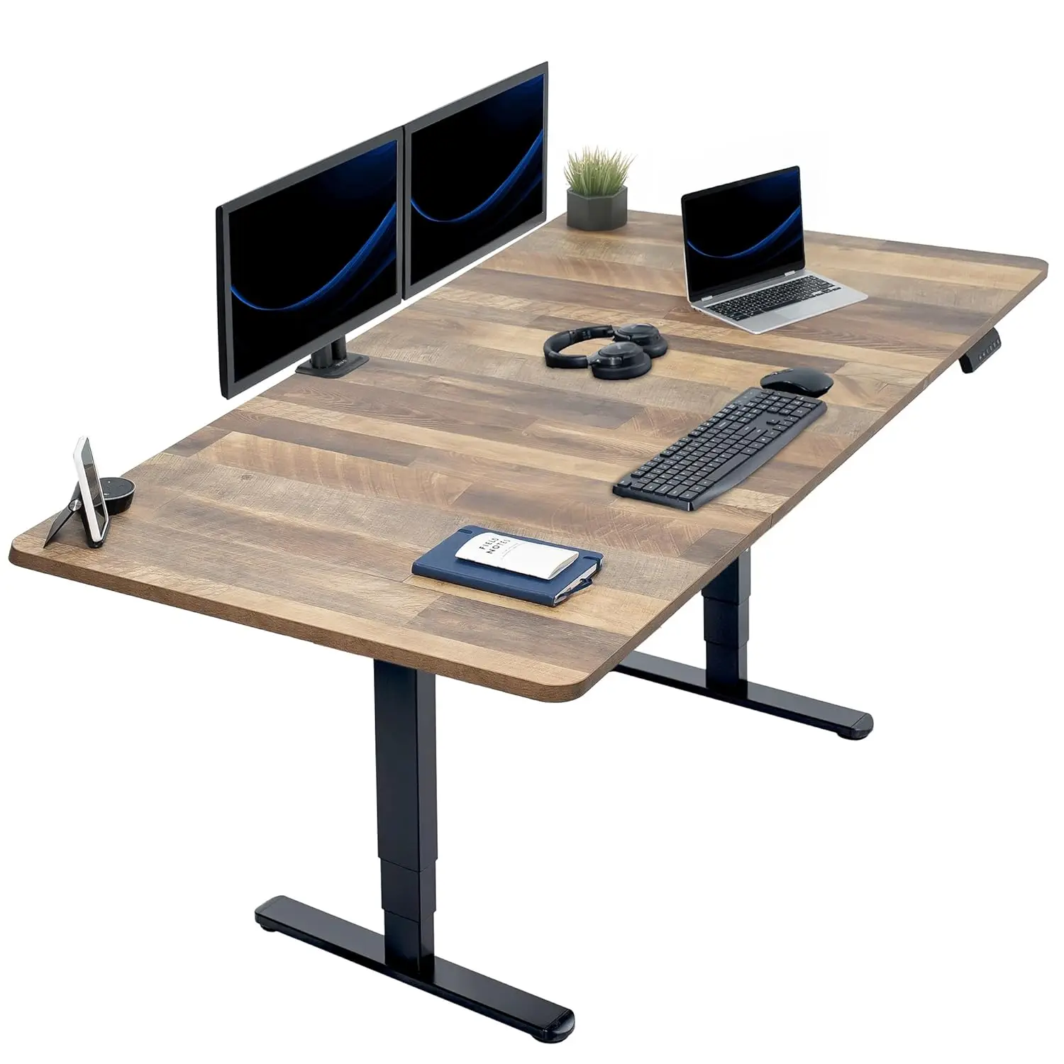 Dual Motor Electric Height Adjustable Standing Desk 71x36 in Memory Preset Reclaimed Wood Top Black Frame, Customized
Dual Motor Electric Height Adjustable Standing Desk 71x36 in Memory Preset Reclaimed Wood Top Black Frame, Customized