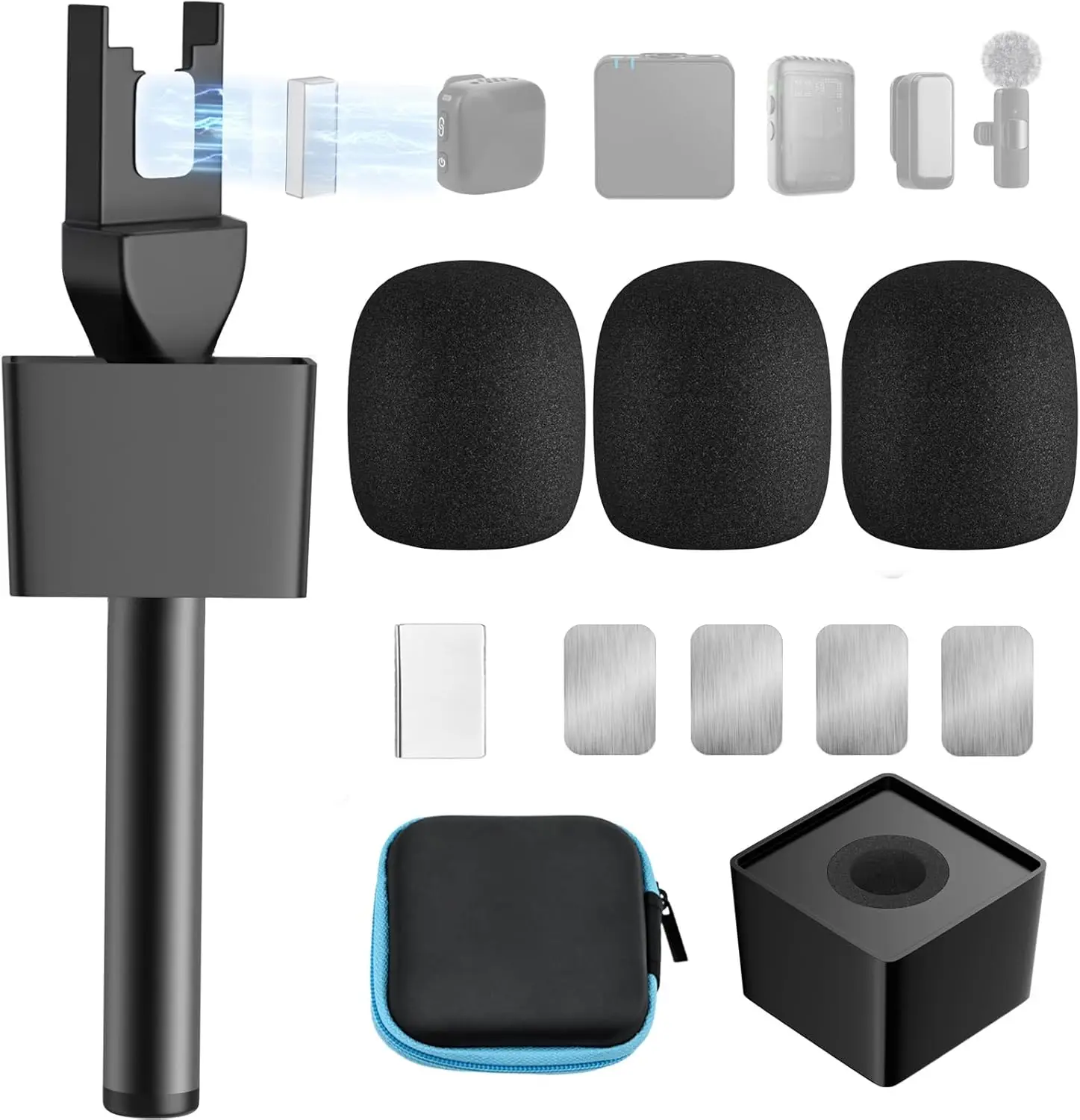 Universal Magnetic Mic Handle for Wireless Mics, 3 Pop Filters Included
Universal Magnetic Mic Handle for Wireless Mics, 3 Pop Filters Included