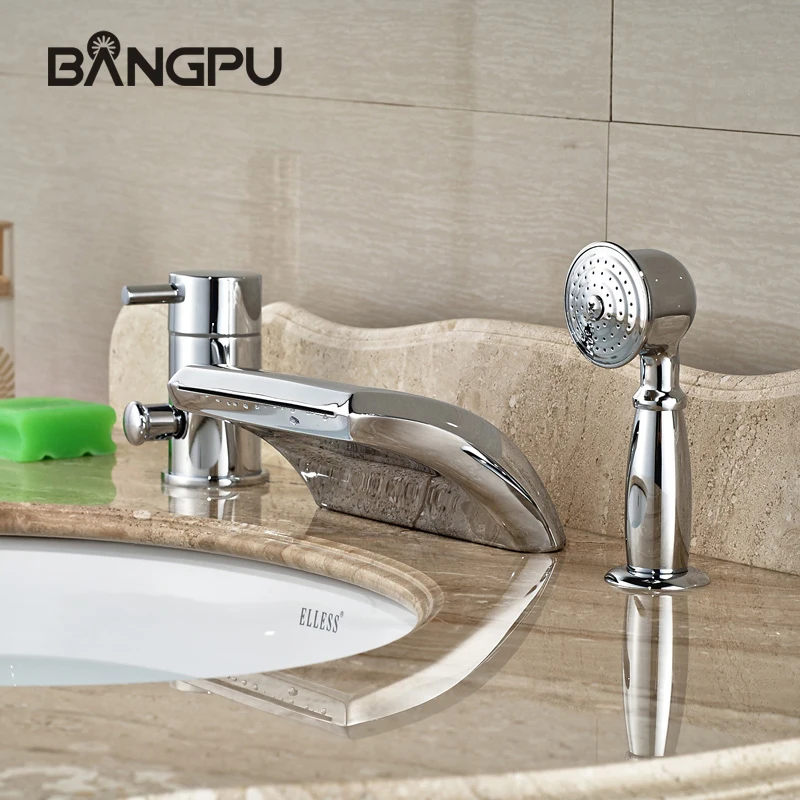 Roman Tub Faucets Set with Hand Shower Deck Mounted Bathroom Bathtub Faucet Set 3 Hole Waterfall Tub Faucet with Handheld Shower
Roman Tub Faucets Set with Hand Shower Deck Mounted Bathroom Bathtub Faucet Set 3 Hole Waterfall Tub Faucet with Handheld Shower