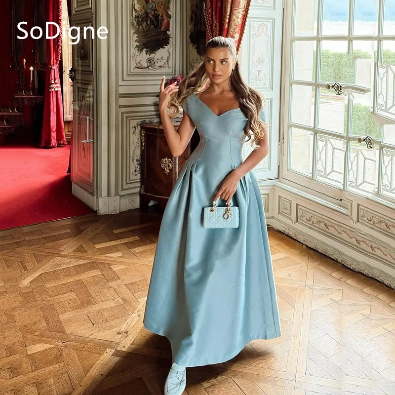 SoDigne Elegant Blue Satin Evening Dresses Chic Sweetheart Pleated Party Dress A-Line Formal Occasion Prom Gowns
SoDigne Elegant Blue Satin Evening Dresses Chic Sweetheart Pleated Party Dress A-Line Formal Occasion Prom Gowns