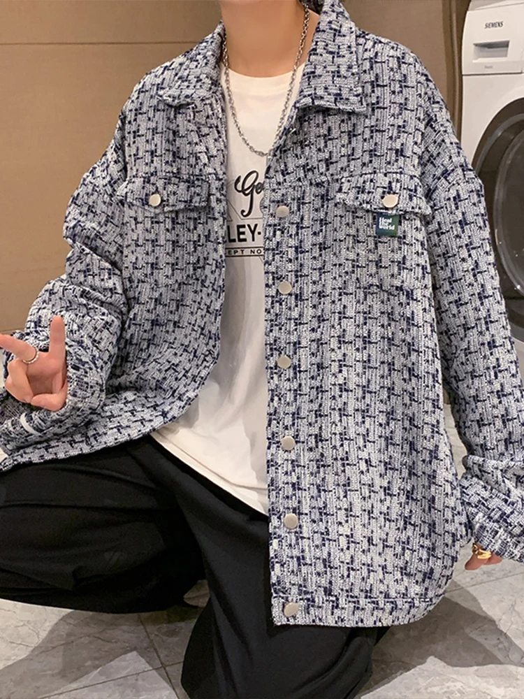 You Lun Men's Jaet in Blue with Tweed Pattern Loose Fit Spring Autumn Outerwear Faionable Youth Korean Sle
You Lun Men's Jaet in Blue with Tweed Pattern Loose Fit Spring Autumn Outerwear Faionable Youth Korean Sle