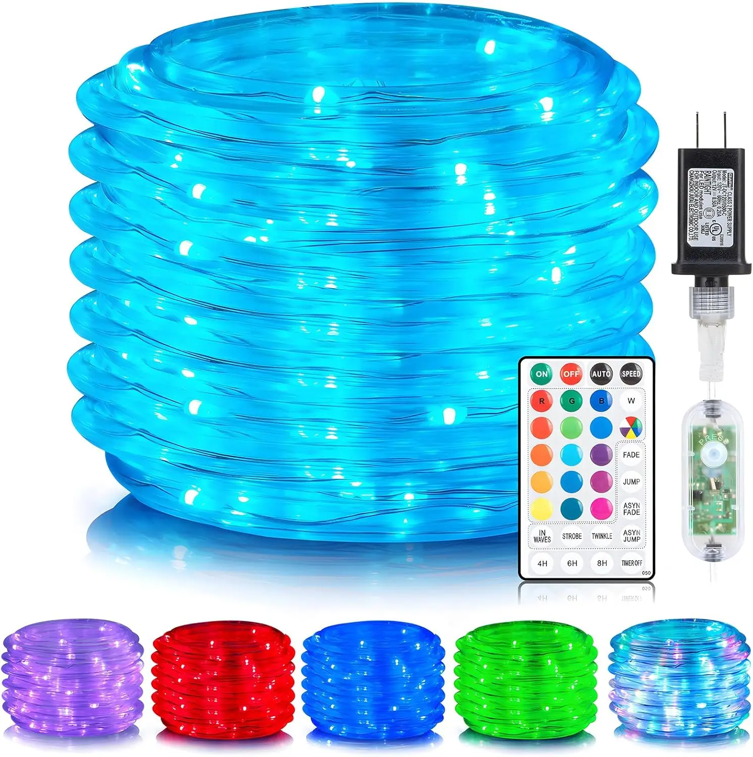 66ft 200 LED Rope Lights Outdoor, 16 Colors Changing String Lights Plug in with Remote, Waterproof IP67, Timer & Memory, 7 Modes for Party Decor
66ft 200 LED Rope Lights Outdoor, 16 Colors Changing String Lights Plug in with Remote, Waterproof IP67, Timer & Memory, 7 Modes for Party Decor