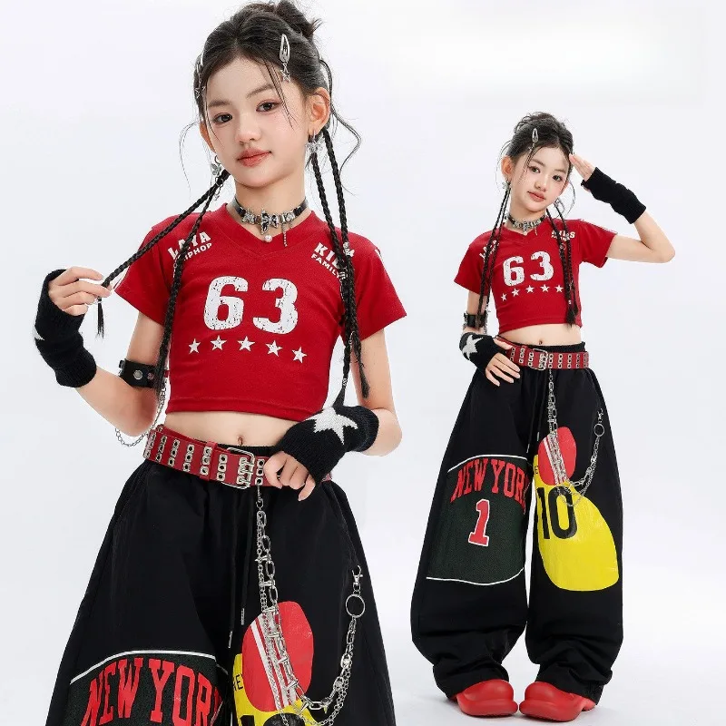 Kids Street Dance Costume Textured Printed Black Tee Sky Blue Cargo Baggy Pants Hip Hop Jazz Team Practice Stage Performance
Kids Street Dance Costume Textured Printed Black Tee Sky Blue Cargo Baggy Pants Hip Hop Jazz Team Practice Stage Performance