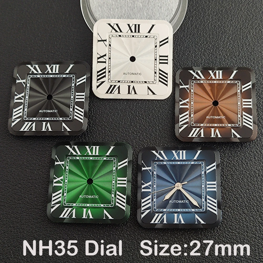 NH35 Dial 27mm square dial S logo watch dial Roman numeral dial Suitable for NH35/36 movement watch accessories
NH35 Dial 27mm square dial S logo watch dial Roman numeral dial Suitable for NH35/36 movement watch accessories