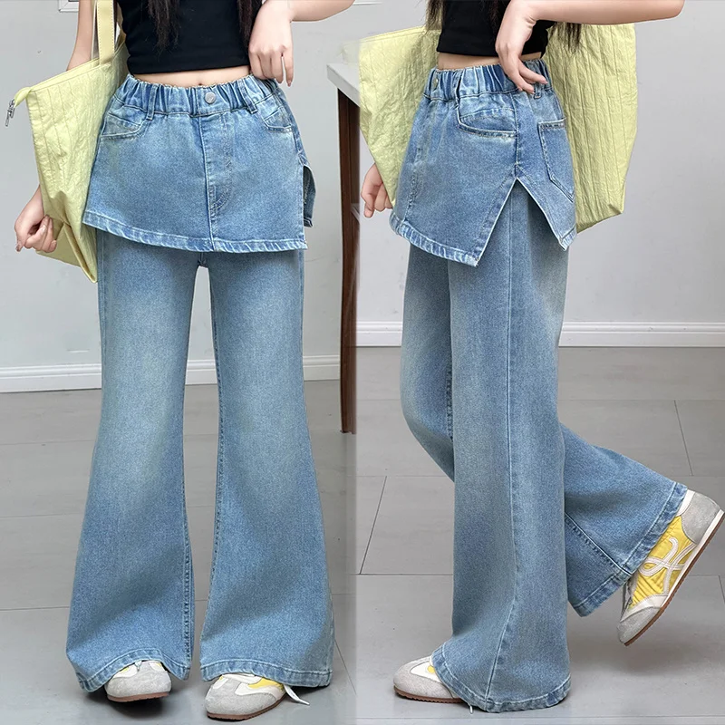 New Design Children Skirt Jeans For Girls High Fashion Streetwear Denim Flare Pants Kids Trendy Curtain Jeans Trousers 5-14Years
New Design Children Skirt Jeans For Girls High Fashion Streetwear Denim Flare Pants Kids Trendy Curtain Jeans Trousers 5-14Years