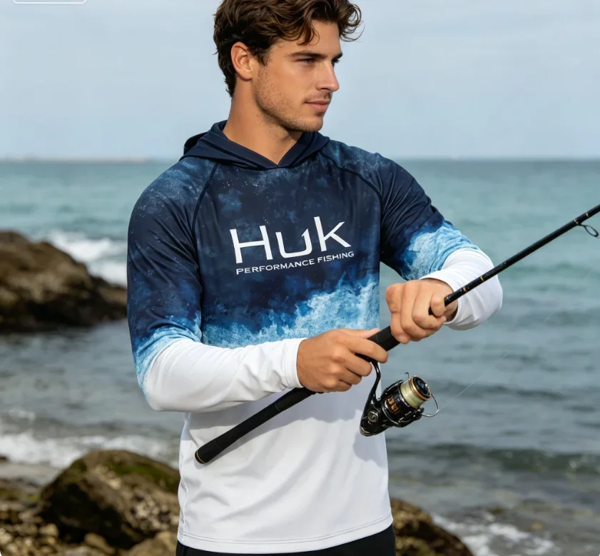 HUK Summer Fishing Shirts Men Long Sleeve Hooded Fishing Wear Upf 50 Breathabble Fishing T-Shirt Camisetas Pesca Jersey De Pesca
HUK Summer Fishing Shirts Men Long Sleeve Hooded Fishing Wear Upf 50 Breathabble Fishing T-Shirt Camisetas Pesca Jersey De Pesca