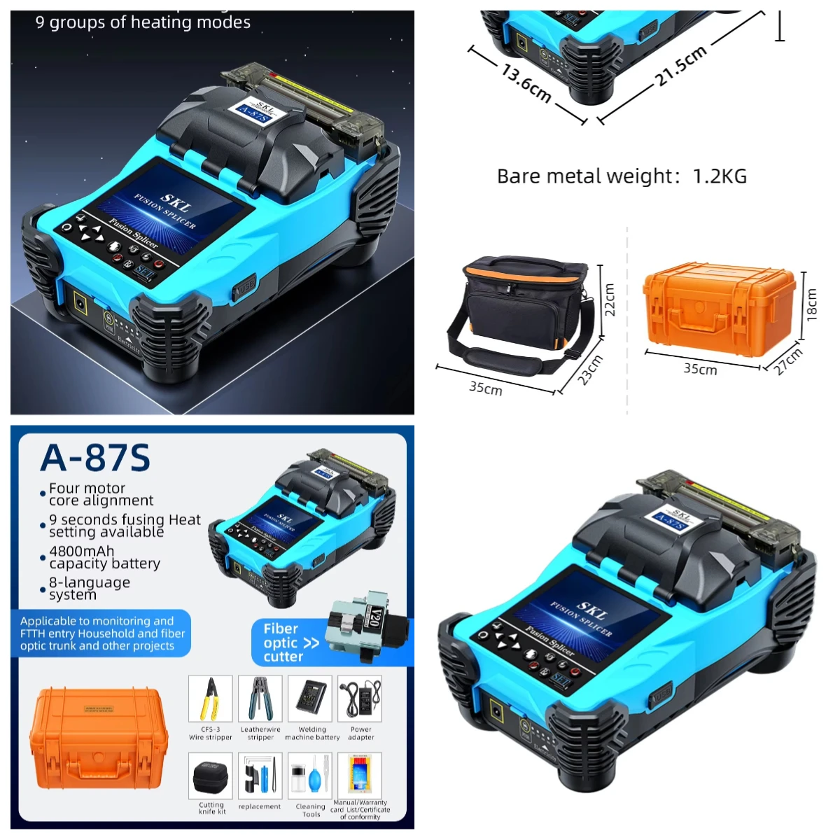 A87S Blue Automatic Fiber Fusion Splicer A-87S 87S Series Fiber Optic Fusion Splicer with Built-in VFL Visual Fault Locator
A87S Blue Automatic Fiber Fusion Splicer A-87S 87S Series Fiber Optic Fusion Splicer with Built-in VFL Visual Fault Locator