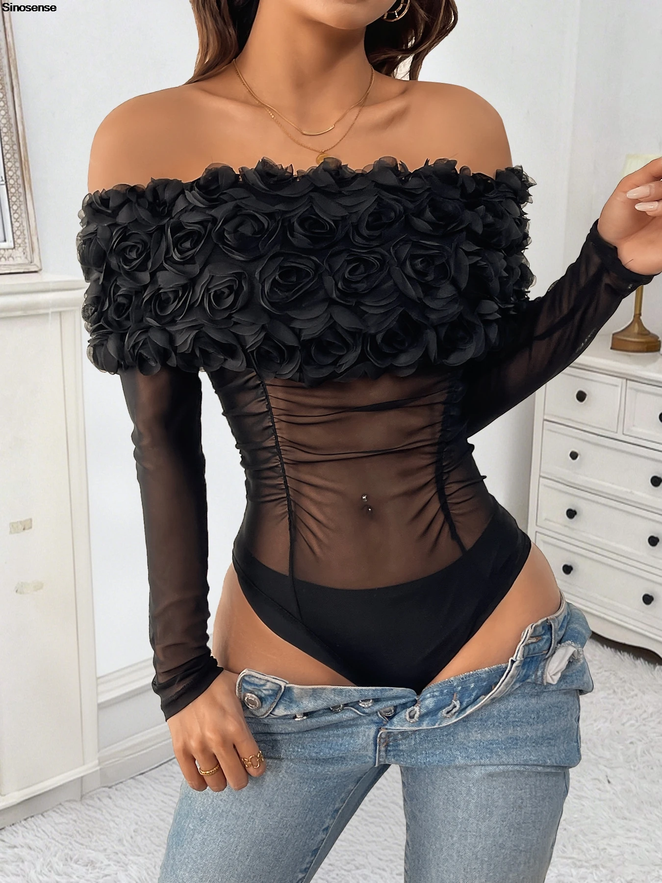 Women Off The Shoulder Sheer Mesh Long Sleeve Thong Bodysuit Tops Fall Outfits Sexy Date Night Club Cocktail Party Leotards Tops
Women Off The Shoulder Sheer Mesh Long Sleeve Thong Bodysuit Tops Fall Outfits Sexy Date Night Club Cocktail Party Leotards Tops