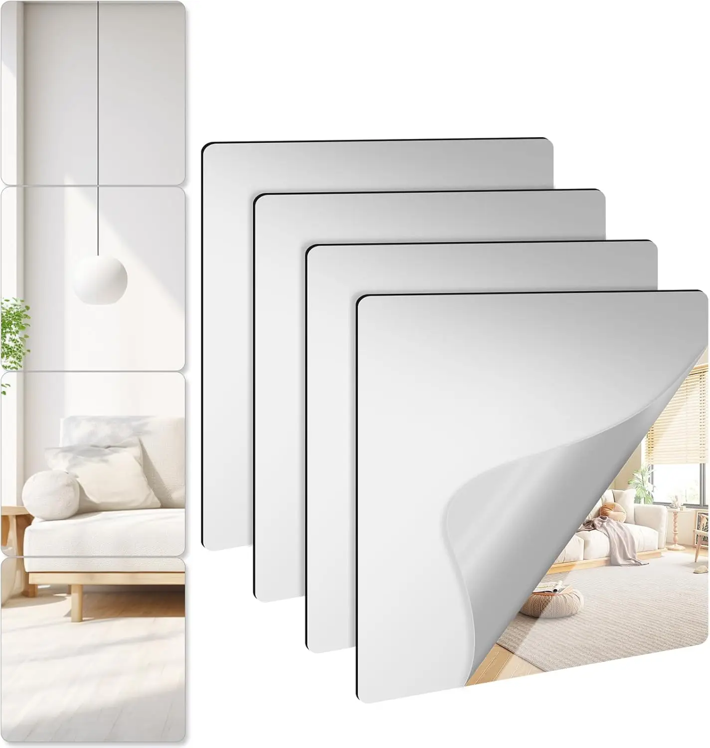 4 Pack Self Adhesive Flexible Mirror Tiles 8x8 Inch Frameless Shatterproof for Wall Decor Home Gym Bedroom
4 Pack Self Adhesive Flexible Mirror Tiles 8x8 Inch Frameless Shatterproof for Wall Decor Home Gym Bedroom