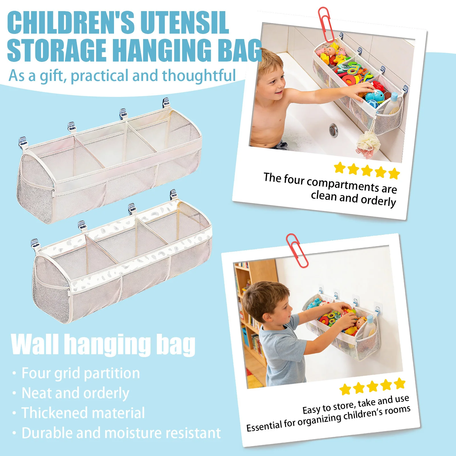 Bathroom Toy Storage Hanging Bag 4 Grid Wall Mounted Organizer Mesh Shower Caddy Kids Bath Toy Holder Waterproof Moisture Resist
Bathroom Toy Storage Hanging Bag 4 Grid Wall Mounted Organizer Mesh Shower Caddy Kids Bath Toy Holder Waterproof Moisture Resist