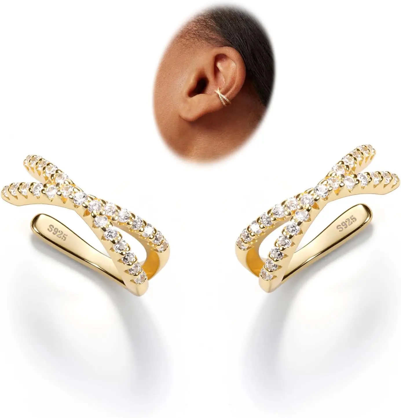 2Pcs Adjustable Ear Cuff S925 Sterling Silver Ear Cuffs Non Piercing Cuff Earrings for Women 5A Cubic
2Pcs Adjustable Ear Cuff S925 Sterling Silver Ear Cuffs Non Piercing Cuff Earrings for Women 5A Cubic