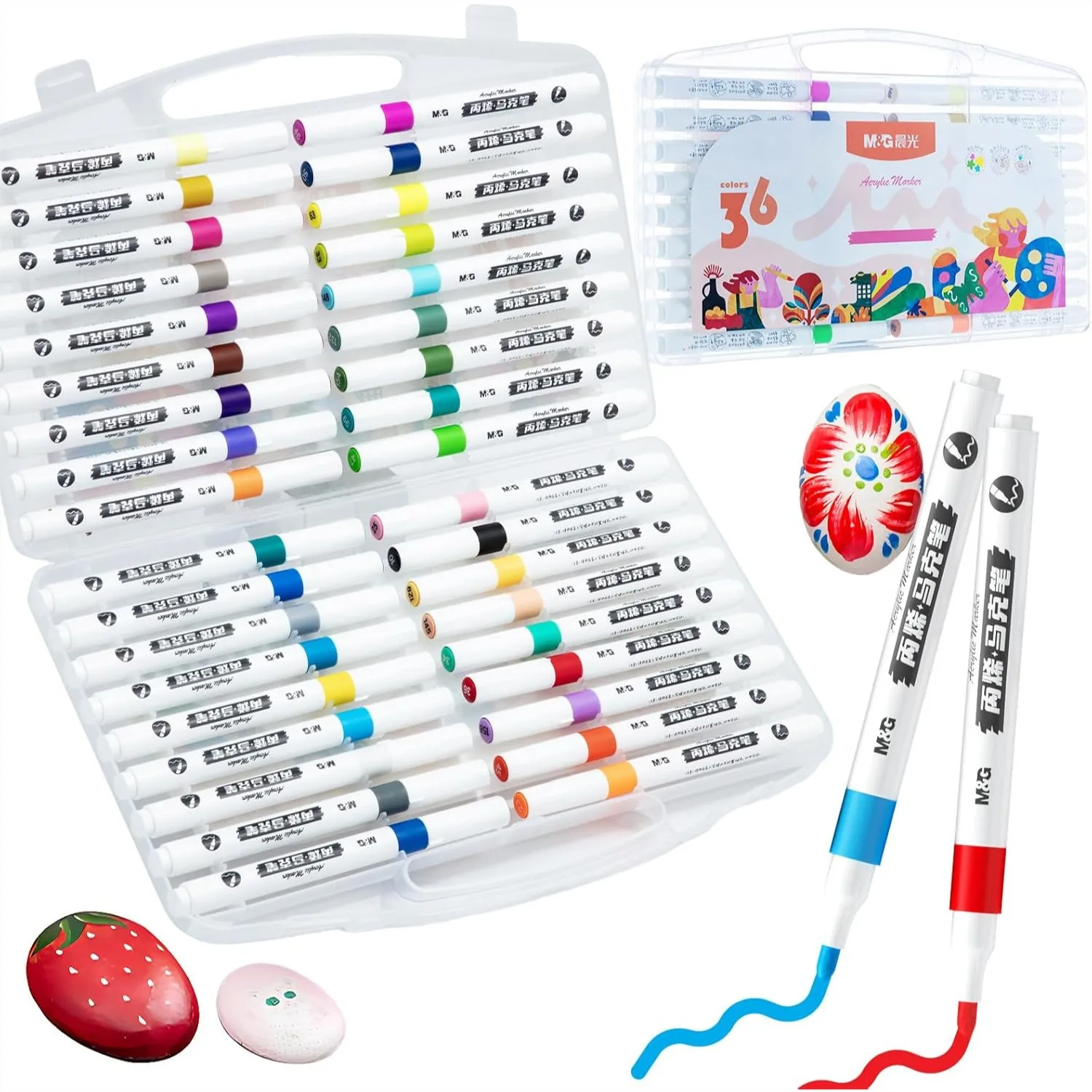 36 Colors Acrylic Paint Markers Set For Rock Painting Stone Wood Canvas Ceramic Glass DIY Crafts Art Supplies With Storage Box
36 Colors Acrylic Paint Markers Set For Rock Painting Stone Wood Canvas Ceramic Glass DIY Crafts Art Supplies With Storage Box
