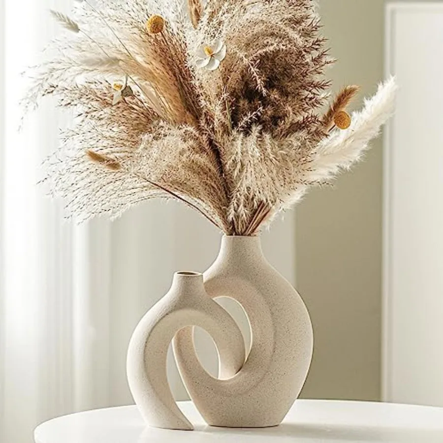 Snuggle Hollow Ceramic Vase Set of 2, Nordic Modern Boho Inch Style Decorative Ceramic Aesthetic Flower Vase for Home Decor Mil
Snuggle Hollow Ceramic Vase Set of 2, Nordic Modern Boho Inch Style Decorative Ceramic Aesthetic Flower Vase for Home Decor Mil