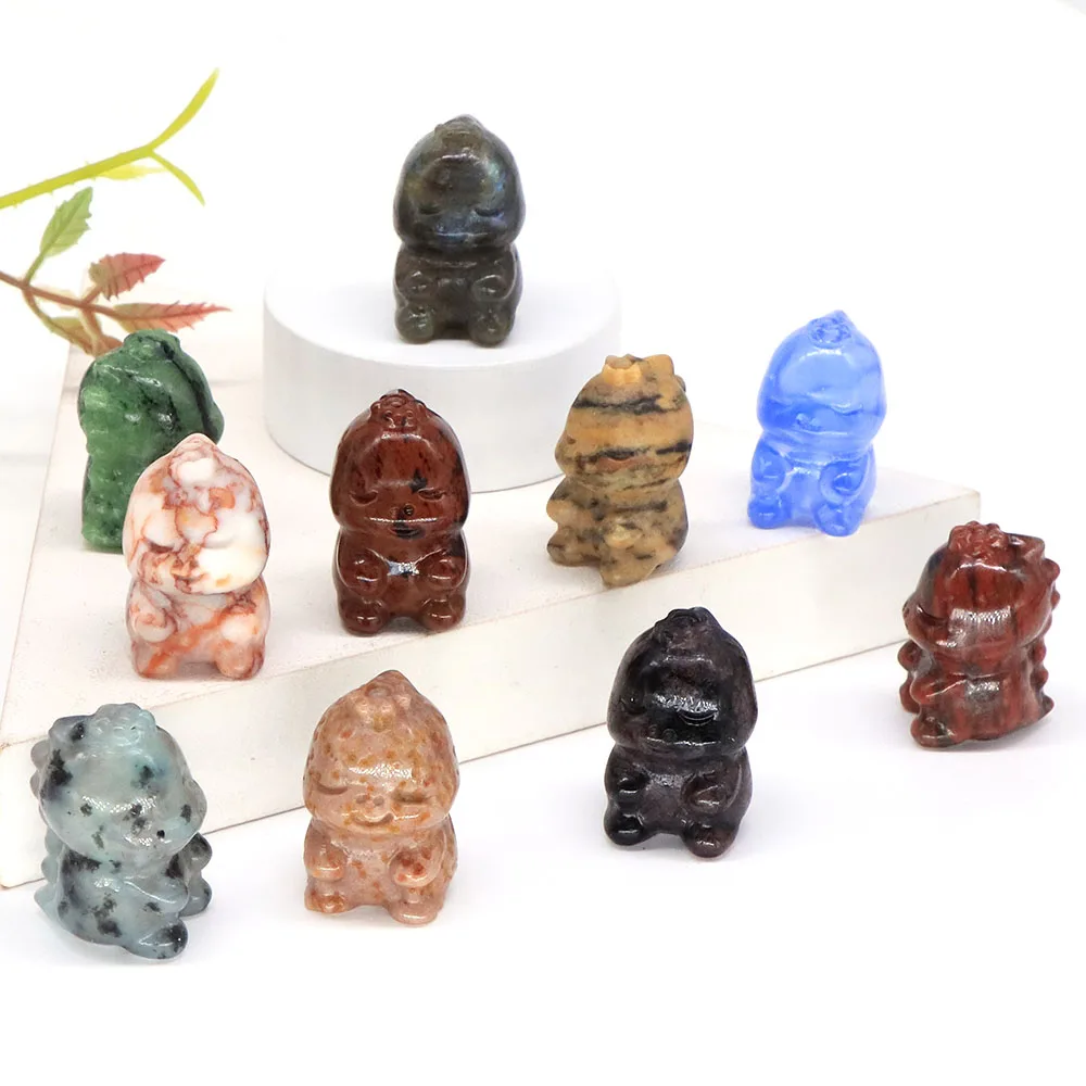 1.1" Cartoon Mini Dinosaur Statue Natural Stones Crystal Carving Healing Figurine Reiki Gems Crafts Home Decoration Holiday Gift
1.1" Cartoon Mini Dinosaur Statue Natural Stones Crystal Carving Healing Figurine Reiki Gems Crafts Home Decoration Holiday Gift