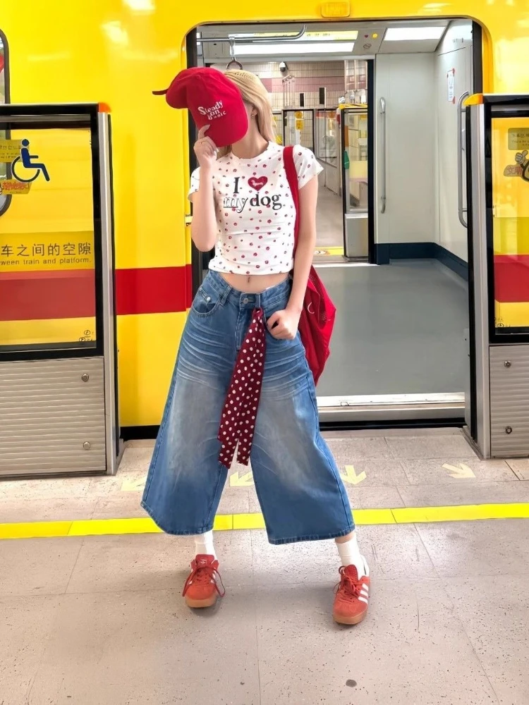 HOUZHOU Blue Vintage Washed Women Short Jeans Y2k Wide Leg American Style Jorts Baggy Casual Bermuda Shorts Streetwear Summer
HOUZHOU Blue Vintage Washed Women Short Jeans Y2k Wide Leg American Style Jorts Baggy Casual Bermuda Shorts Streetwear Summer