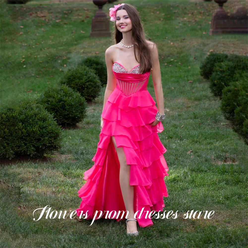 Flowers Hot Pink Party Dress Sweetheart فساتين السهرة Beading On Chest Night Dress Celebrity Dress Split Customized
Flowers Hot Pink Party Dress Sweetheart فساتين السهرة Beading On Chest Night Dress Celebrity Dress Split Customized