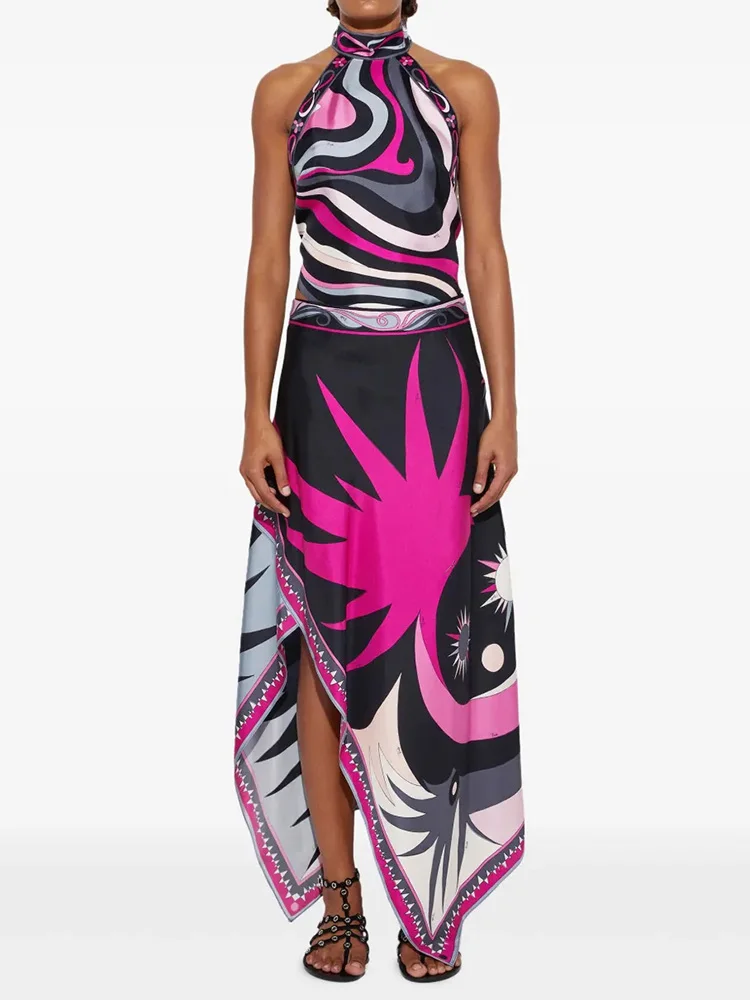 Side Slit Long Skirt Print Matching Suit Women Summer Lacing Up Blouse Top Skirt Outfits Casual Skirt Female Chic Two Piece Sets
Side Slit Long Skirt Print Matching Suit Women Summer Lacing Up Blouse Top Skirt Outfits Casual Skirt Female Chic Two Piece Sets