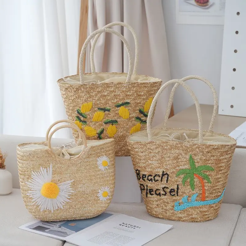 Summer Beach Bag 2026 New, Embroidered Cherry Lemon Love Fashion Tote, Large Capacity Women's Handbag Beach Vacation Style
Summer Beach Bag 2026 New, Embroidered Cherry Lemon Love Fashion Tote, Large Capacity Women's Handbag Beach Vacation Style