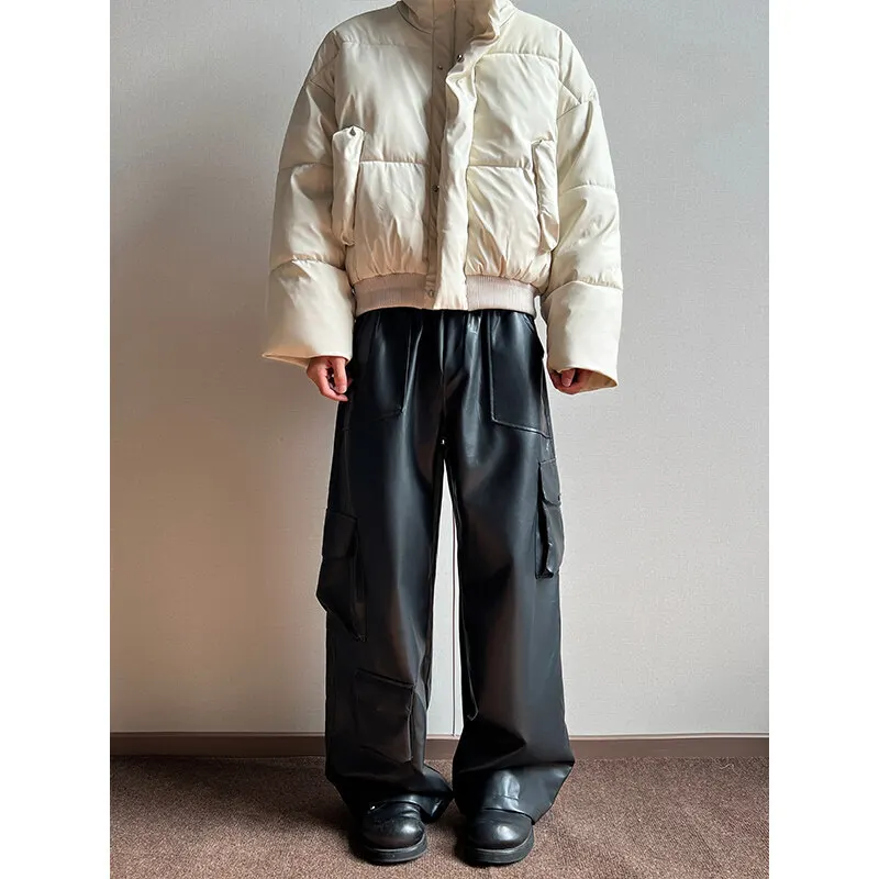 Black Leather Pants Men Oversized Pocket Cargo Pants Men Streetwear Hip-hop Loose Wide Leg Pants Mens Motorcycle Trousers
Black Leather Pants Men Oversized Pocket Cargo Pants Men Streetwear Hip-hop Loose Wide Leg Pants Mens Motorcycle Trousers