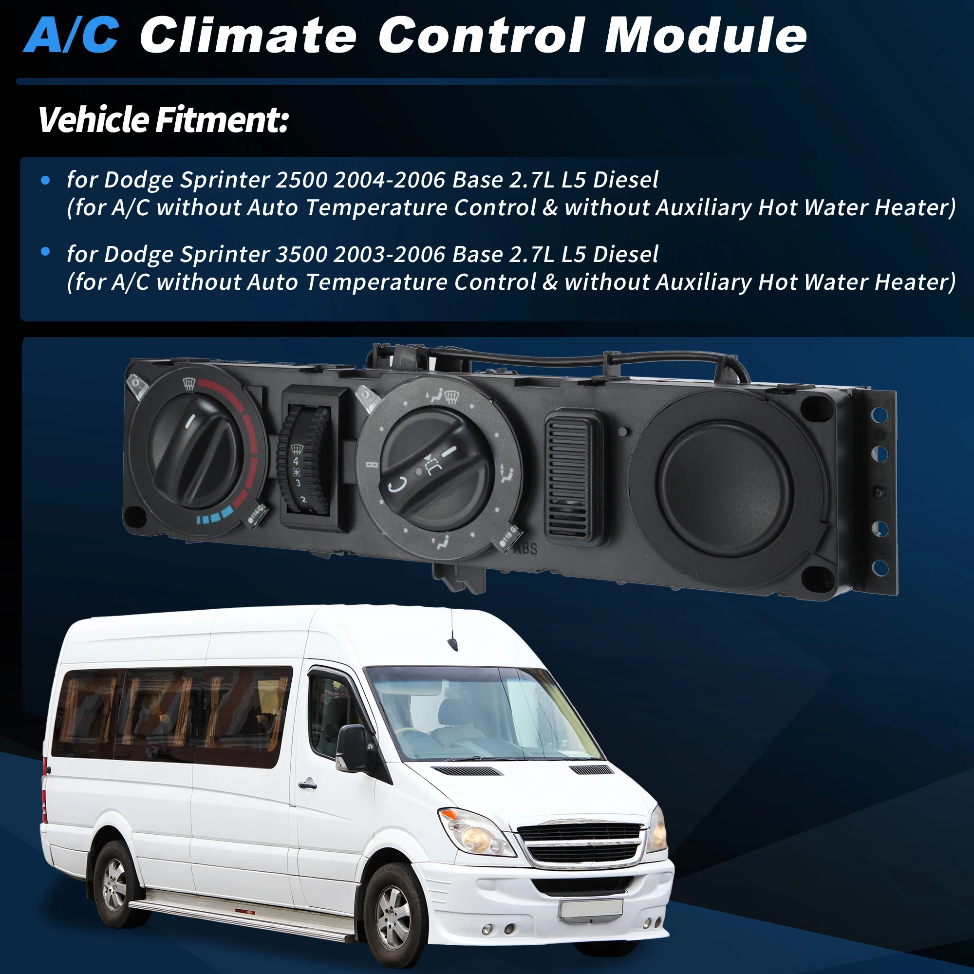 UXCELL A/C Heater Climate Control Module Panel for Dodge Sprinter 2500 3500 2004-2006
UXCELL A/C Heater Climate Control Module Panel for Dodge Sprinter 2500 3500 2004-2006