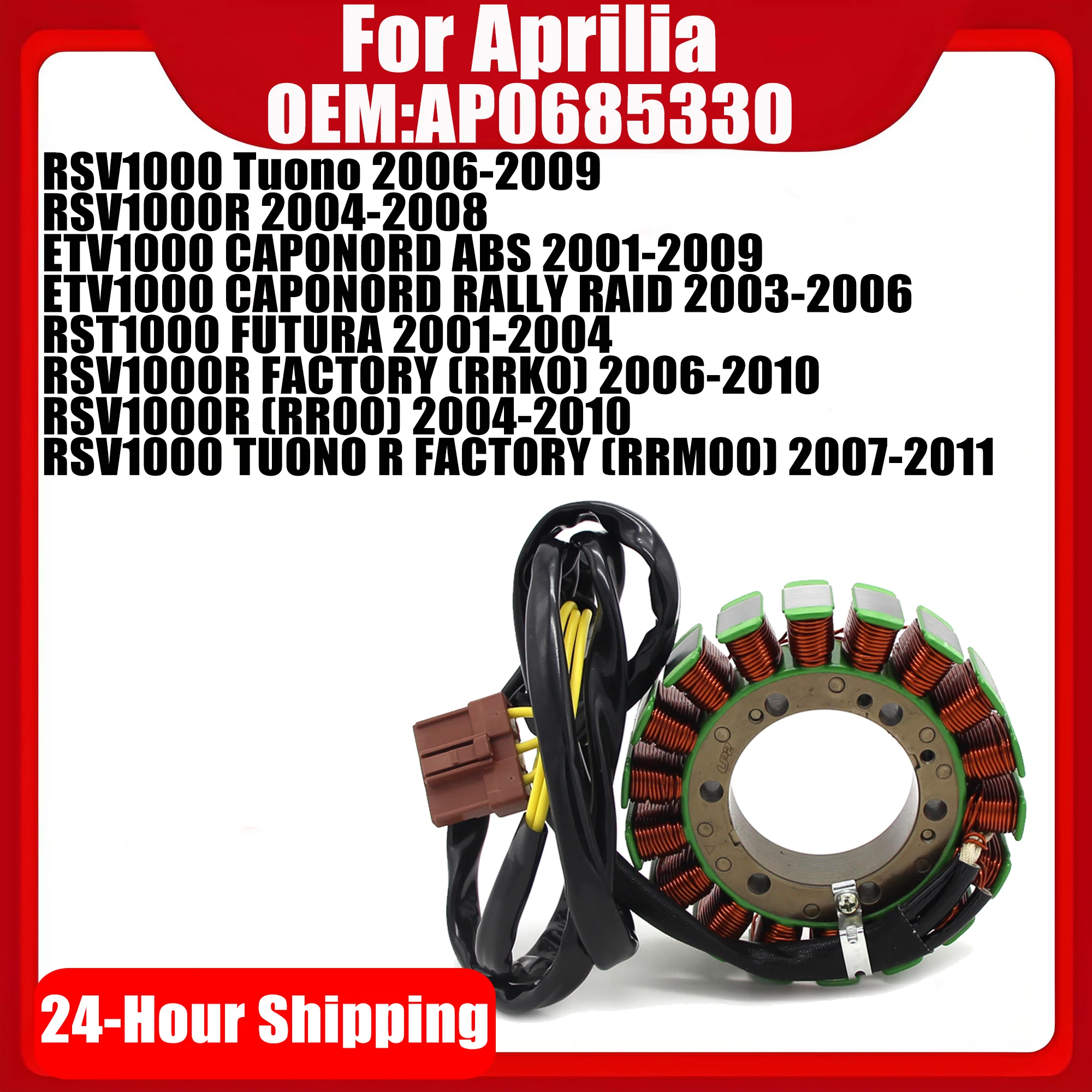 Generator Stator Coil For Aprilia RSV1000 Tuono RSV1000R ETV1000 RST1000 RSV1000R RSV1000 RSV 1000 AP0685330
Generator Stator Coil For Aprilia RSV1000 Tuono RSV1000R ETV1000 RST1000 RSV1000R RSV1000 RSV 1000 AP0685330