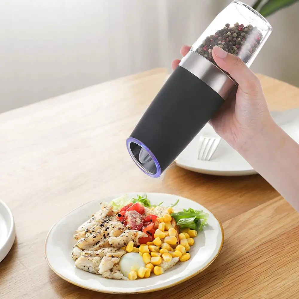 Gravity Electric Salt and Pepper Grinder Set with Adjustable Coarseness Automatic Pepper and Salt Mill
Gravity Electric Salt and Pepper Grinder Set with Adjustable Coarseness Automatic Pepper and Salt Mill