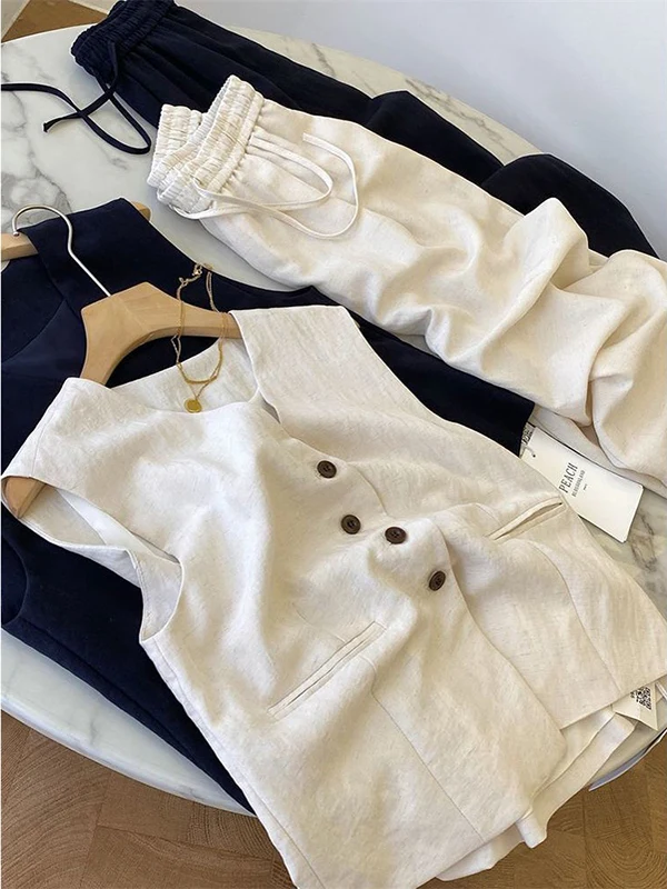 Fashionable Thin Vest And Wide Leg Pants Set Women's Summer New Style Suit Pants Top Set Polyester Fiber 100% Long Pants Shor...
Fashionable Thin Vest And Wide Leg Pants Set Women's Summer New Style Suit Pants Top Set Polyester Fiber 100% Long Pants Shor...