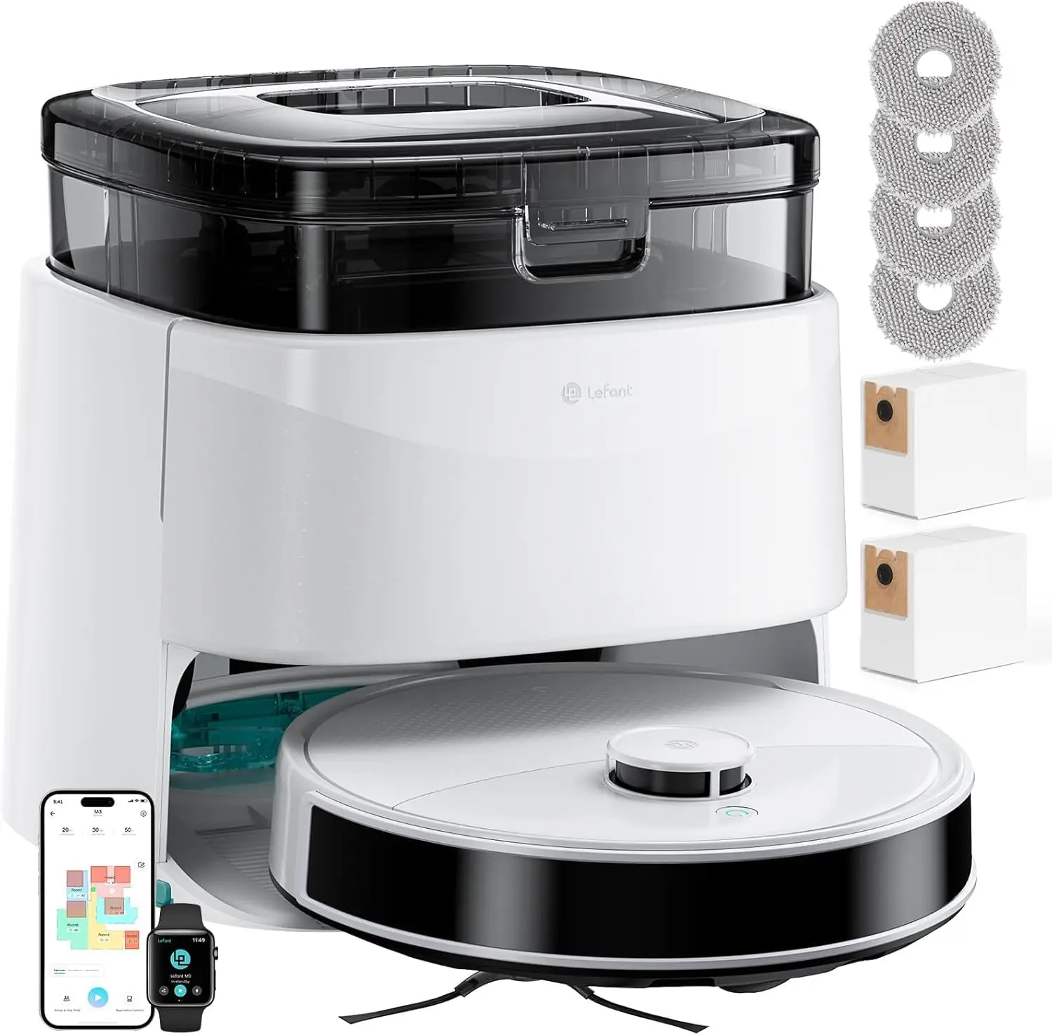 Robot Vacuum and Mop, 12000Pa Suction, 90-Day Self-Emptying, Obstacle Avoidance, Auto Mop Washing&Drying, All-in-One for Pet Hai
Robot Vacuum and Mop, 12000Pa Suction, 90-Day Self-Emptying, Obstacle Avoidance, Auto Mop Washing&Drying, All-in-One for Pet Hai