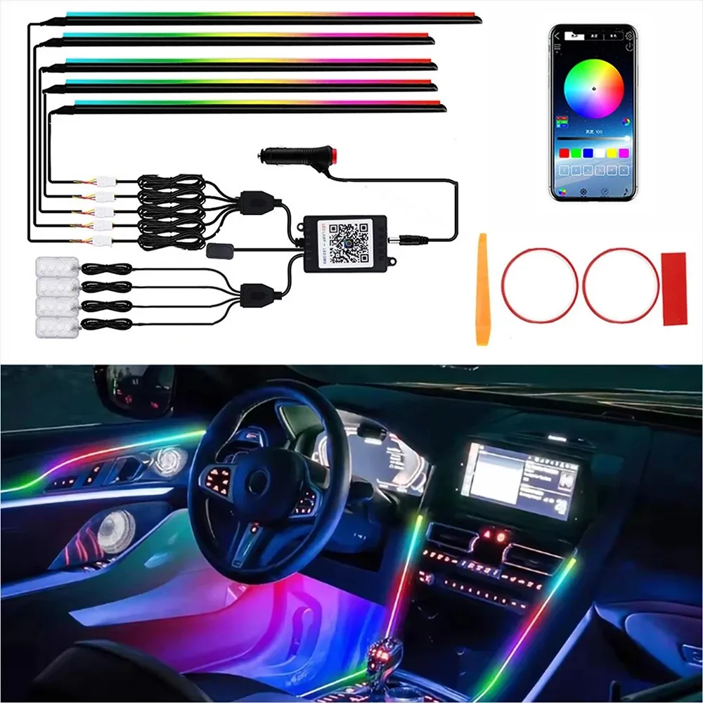 RGB 65 Colors Full Color Streamer Car Ambient Light Hidden Acrylic LED Symphony Atmosphere Strip Universal Interior Lamp
RGB 65 Colors Full Color Streamer Car Ambient Light Hidden Acrylic LED Symphony Atmosphere Strip Universal Interior Lamp