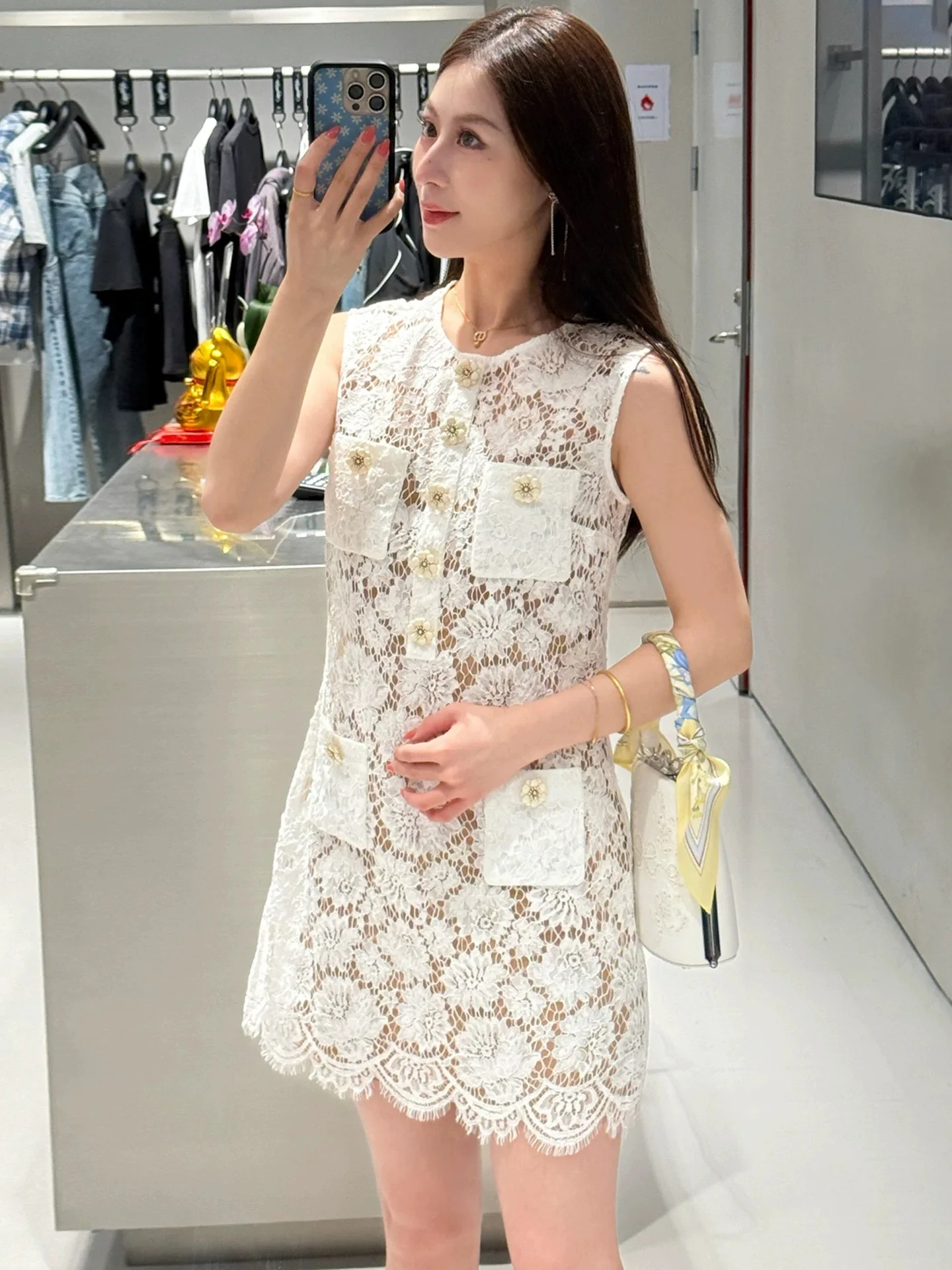 Elegant Lace Sleeveless A-Line Dress Women's Summer New Style round Neck White Short Skirt Two-Piece Set Soft Cotton High Waist
Elegant Lace Sleeveless A-Line Dress Women's Summer New Style round Neck White Short Skirt Two-Piece Set Soft Cotton High Waist