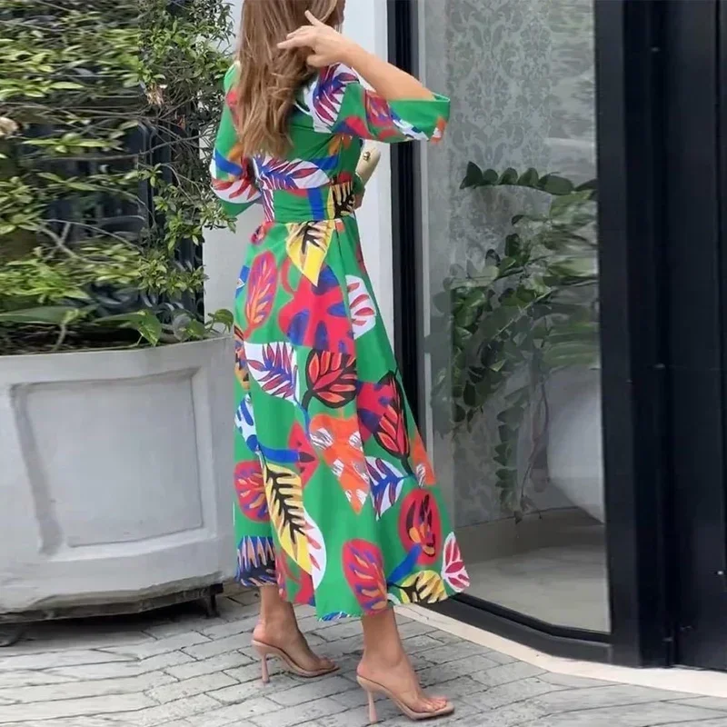 Fall Women Button Lapel Lace-up Long Robe Spring Fashion Leaf Print Shirt Dress Casual Female Elegant Long Sleeve A-Line Dresses
Fall Women Button Lapel Lace-up Long Robe Spring Fashion Leaf Print Shirt Dress Casual Female Elegant Long Sleeve A-Line Dresses