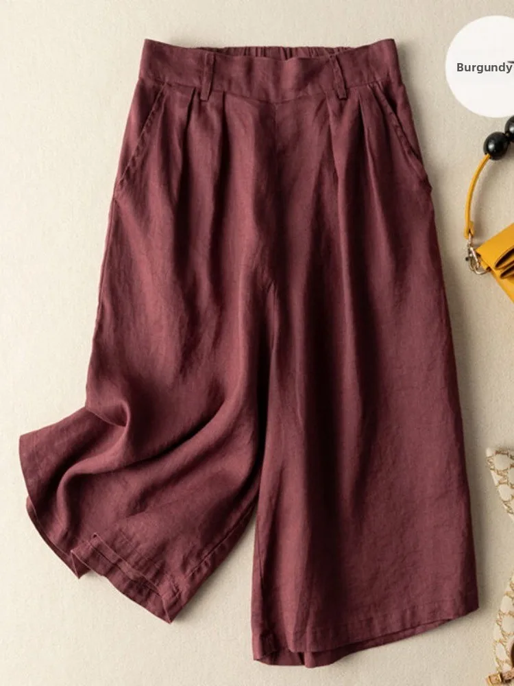 High Waist Wide Leg Cotton Linen Blend Seven-Foot Women's Summer Thin New Style Loose Fit Casual Pants Artistic Trousers
High Waist Wide Leg Cotton Linen Blend Seven-Foot Women's Summer Thin New Style Loose Fit Casual Pants Artistic Trousers