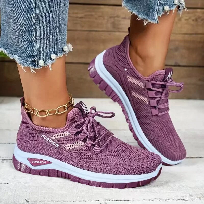 Women's Breathable Knit Lace-Up Sneakers, Lightweight Non-slip Athletic Running Shoes, Comfortable Casual Sport Trainers
Women's Breathable Knit Lace-Up Sneakers, Lightweight Non-slip Athletic Running Shoes, Comfortable Casual Sport Trainers