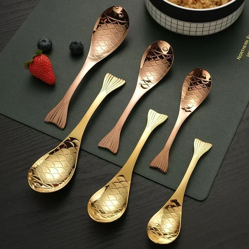 BIESUO Cute Fish-Shaped Stainless Steel Soup Spoon, Food Grade Cutlery for Ice Cream Desserts, Creative Mermaid Spoon Tableware
BIESUO Cute Fish-Shaped Stainless Steel Soup Spoon, Food Grade Cutlery for Ice Cream Desserts, Creative Mermaid Spoon Tableware