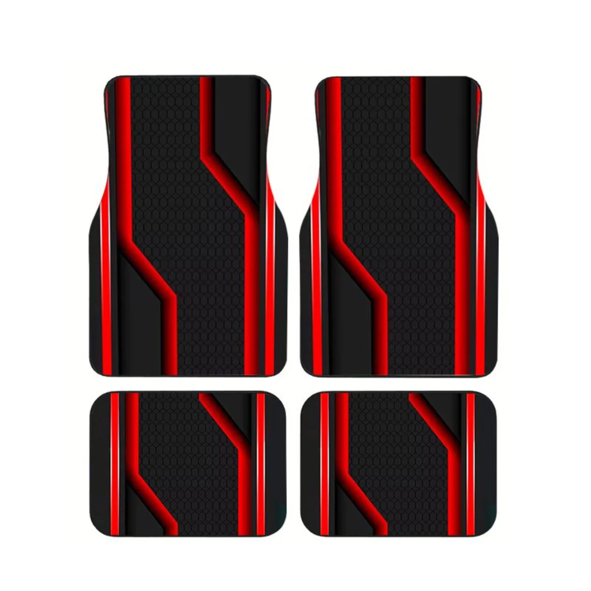 Red Black Honeycomb Geometric Stripe Car Floor Mats 4PCS Universal Sport Style Non-slip Auto Foot Carpets Interior Accessories
Red Black Honeycomb Geometric Stripe Car Floor Mats 4PCS Universal Sport Style Non-slip Auto Foot Carpets Interior Accessories