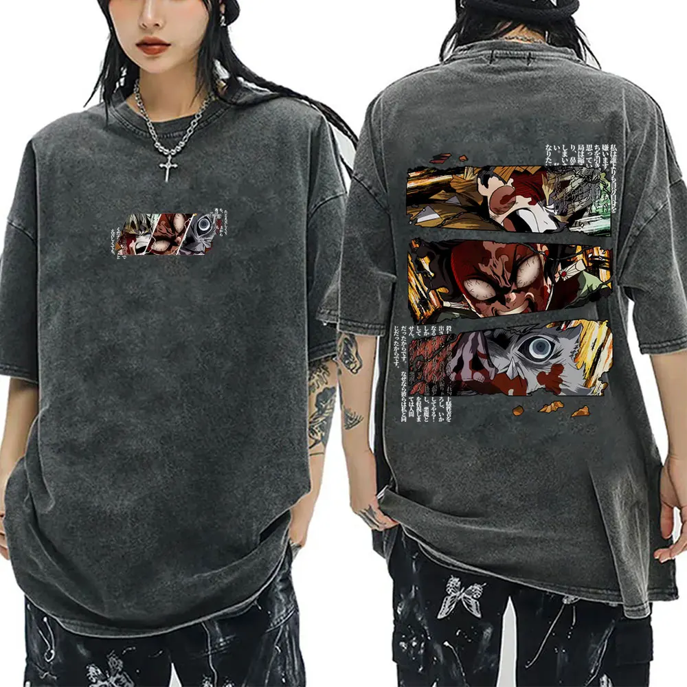 Washed Vintage Anime Demon Slayer Agatsuma Zenitsu Kamado Tanjirou Hashibira Inosuke Graphic T Shirt Men Cotton Oversized Tshirt
Washed Vintage Anime Demon Slayer Agatsuma Zenitsu Kamado Tanjirou Hashibira Inosuke Graphic T Shirt Men Cotton Oversized Tshirt