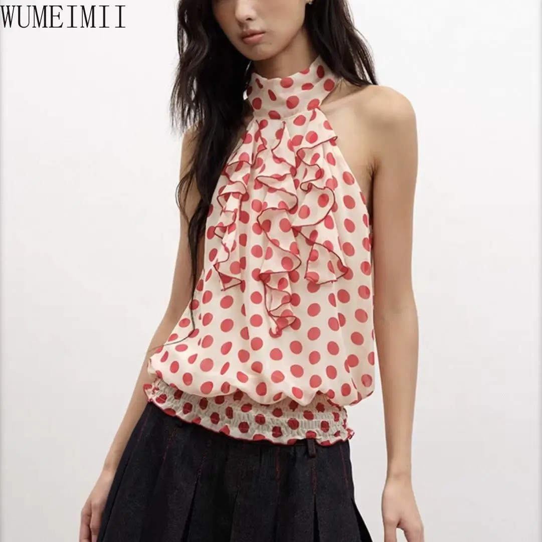 2025 original design red polka dot half turtleneck neck splicing ruffle edge loose sleeveless top T-shirt women
2025 original design red polka dot half turtleneck neck splicing ruffle edge loose sleeveless top T-shirt women