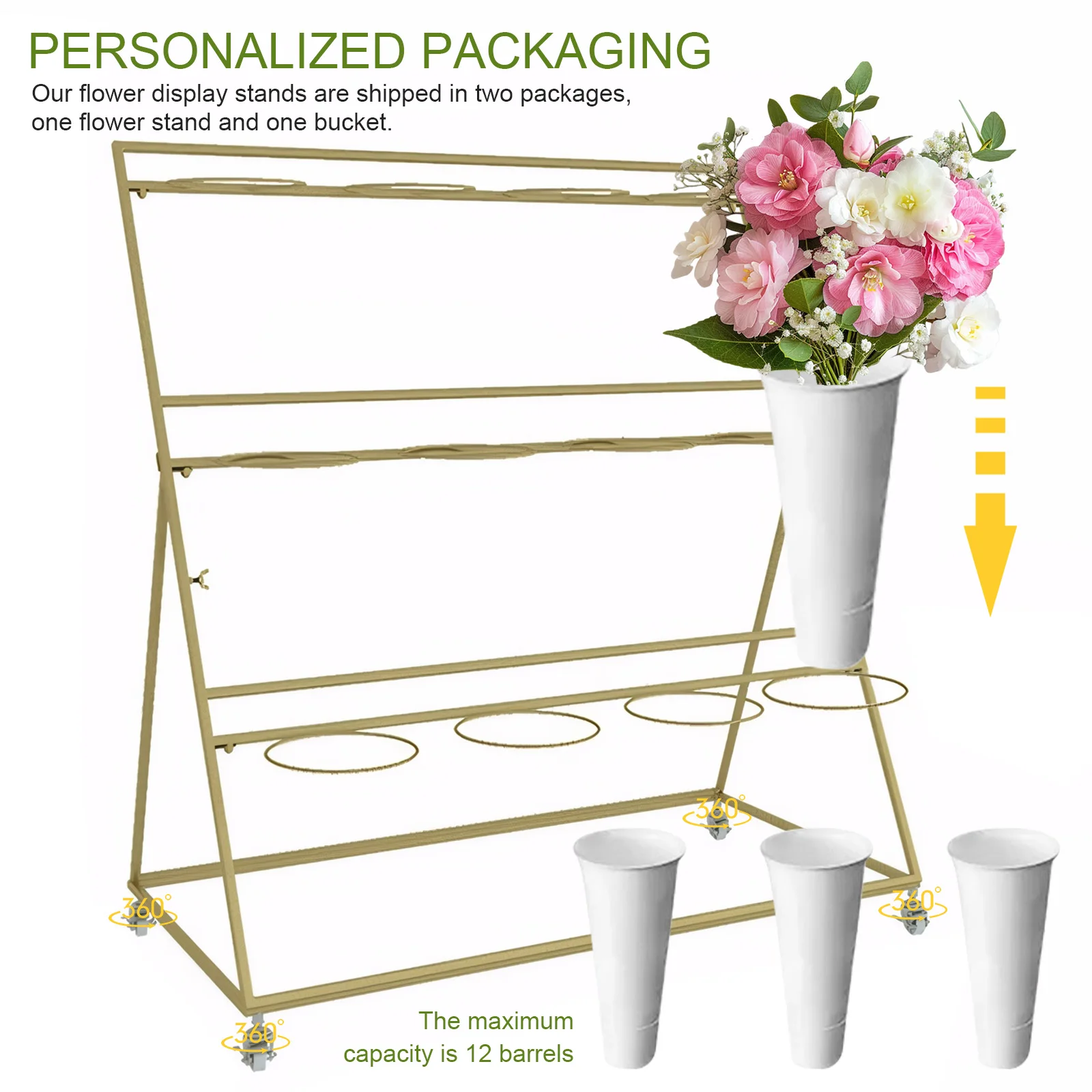 Flower Display Stand 3 Layers Metal Moving Plant Cart Shelf Florist Shelf Golden Frame Metal Shelf for Outdoor Balcony Courtyard
Flower Display Stand 3 Layers Metal Moving Plant Cart Shelf Florist Shelf Golden Frame Metal Shelf for Outdoor Balcony Courtyard