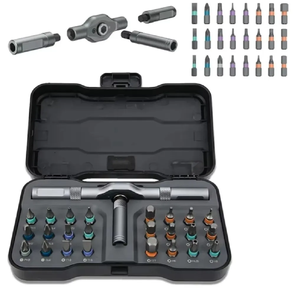 24-in-1 Ratchet Wrench Screwdriver Set 42-in-1 Precision Tool Magnetic Bits Tools Set Detachable Handle Compact
24-in-1 Ratchet Wrench Screwdriver Set 42-in-1 Precision Tool Magnetic Bits Tools Set Detachable Handle Compact