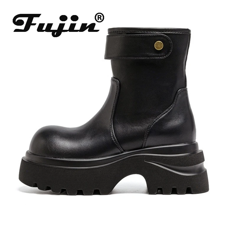 Fujin 7cm Women Ankle Boots Platform Heel Riding Motorcycle Boots Genuine Leather Booties Short Boots Fall Winter Warm Shoes
Fujin 7cm Women Ankle Boots Platform Heel Riding Motorcycle Boots Genuine Leather Booties Short Boots Fall Winter Warm Shoes