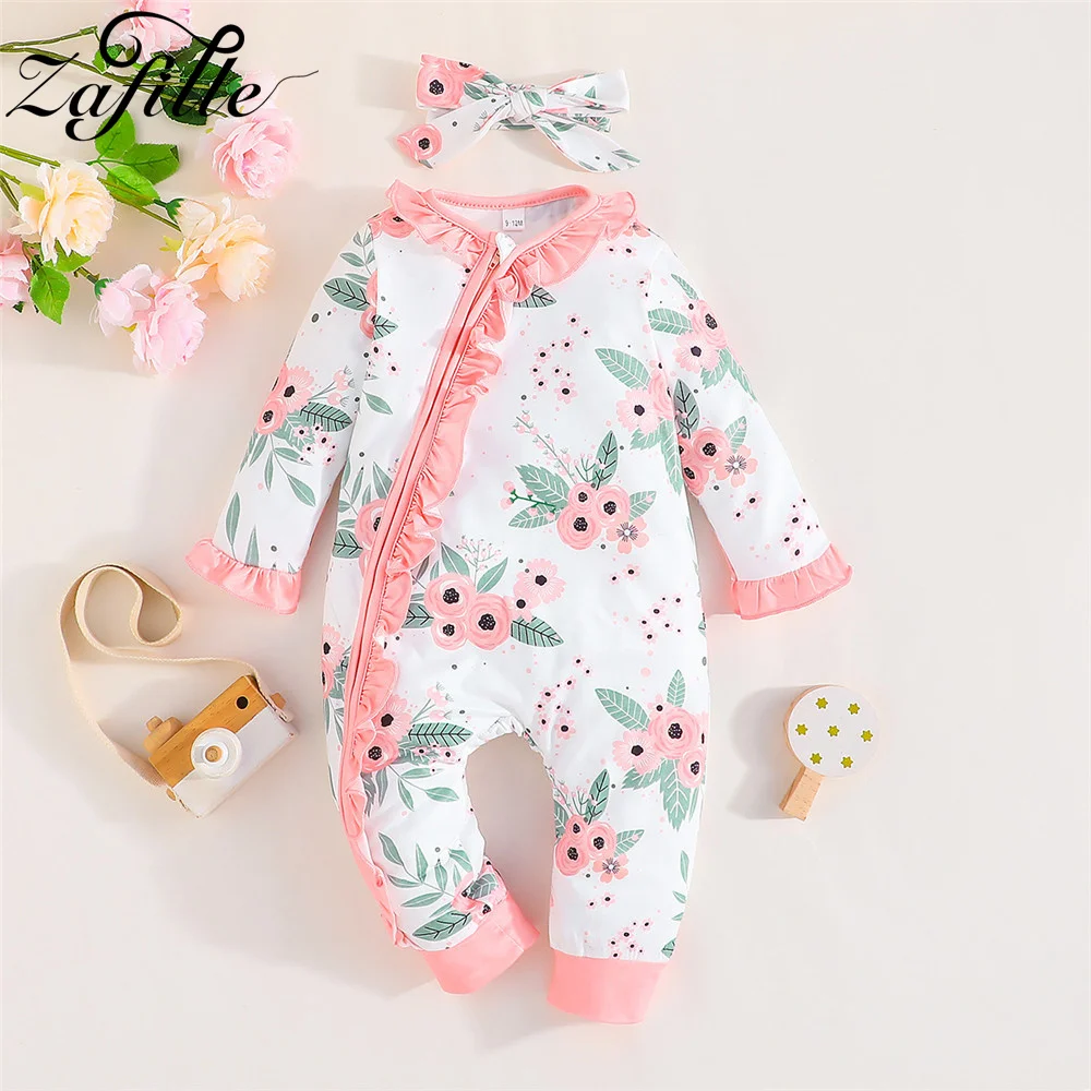 ZAFILLE Pink Floral Print Baby's Rompers Ruffle Zipper Jumpsuit For Newborns Girls Clothing Cute Toddler Baby Clothes Girls Set
ZAFILLE Pink Floral Print Baby's Rompers Ruffle Zipper Jumpsuit For Newborns Girls Clothing Cute Toddler Baby Clothes Girls Set