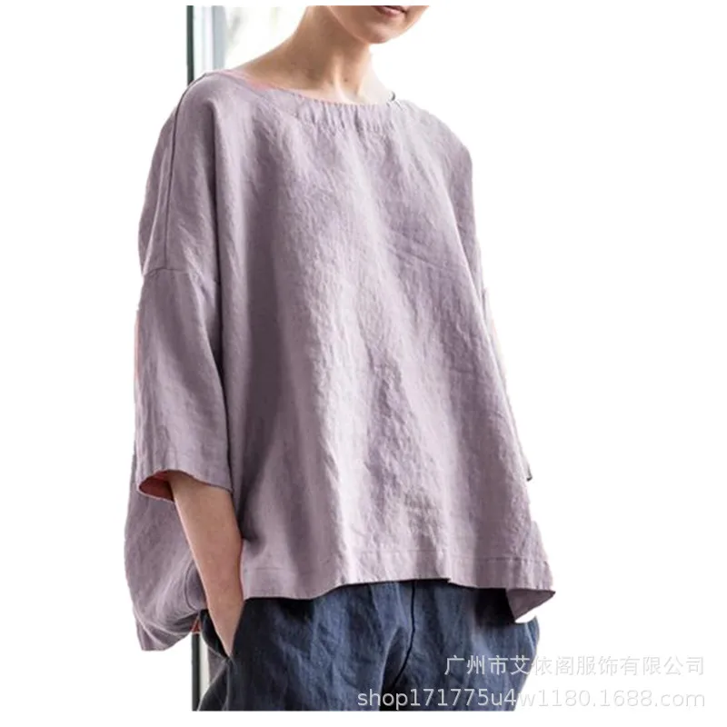 2025 Women's Solid Simple T-shirts O-Neck Solid Color Vintage Blouses Cotton Linen Blouse Tops Pullover Versatile Blouses
2025 Women's Solid Simple T-shirts O-Neck Solid Color Vintage Blouses Cotton Linen Blouse Tops Pullover Versatile Blouses