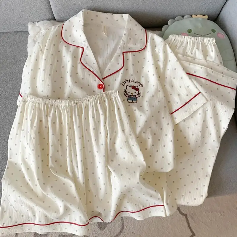 Пижамы Sanrio Hello Kitty, хлопковая женская одежда для дома, одежда для сна с короткими рукавами, весенне-летний комплект из трех предметов, милые топы в японском стиле
Пижамы Sanrio Hello Kitty, хлопковая женская одежда для дома, одежда для сна с короткими рукавами, весенне-летний комплект из трех предметов, милые топы в японском стиле
