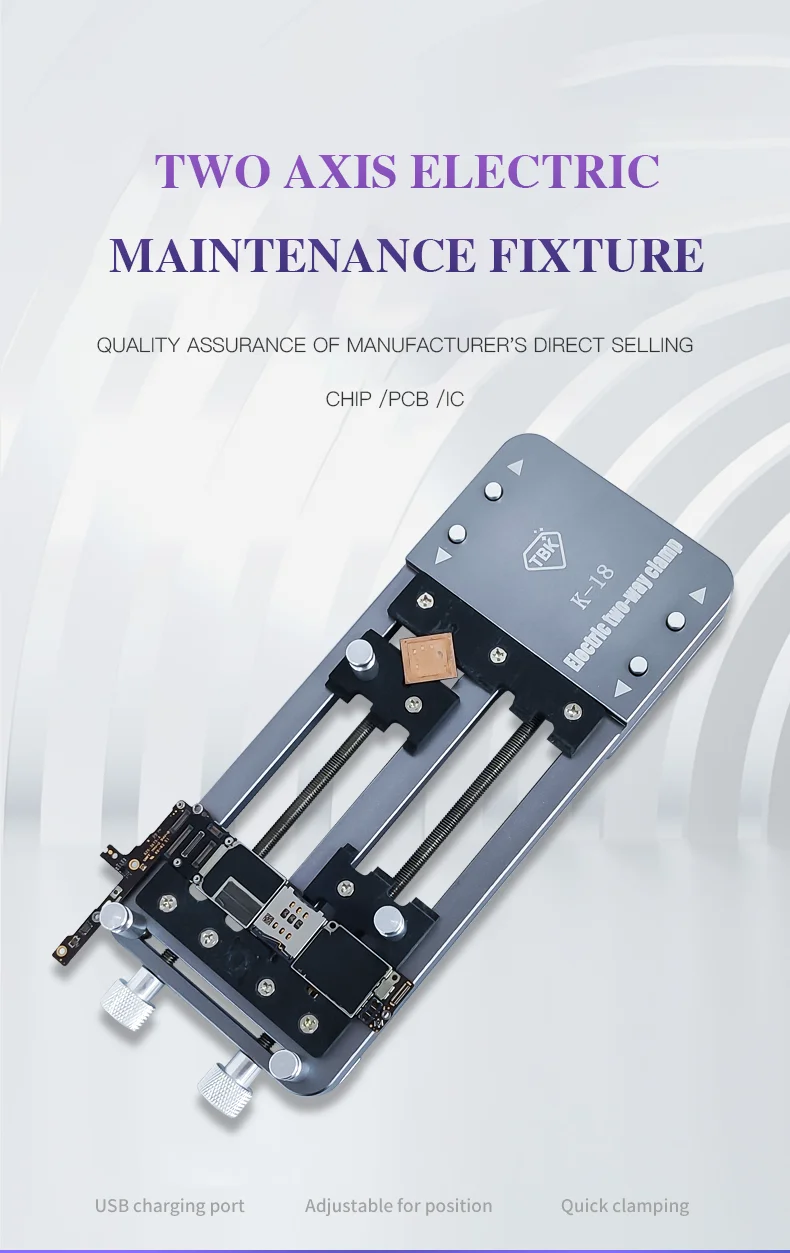 TBK K-18 Motherboard Repair Fixture Two Axis Electric Fixing Holder for Mobile Phone Chip Maintenance Clamping Tool
TBK K-18 Motherboard Repair Fixture Two Axis Electric Fixing Holder for Mobile Phone Chip Maintenance Clamping Tool
