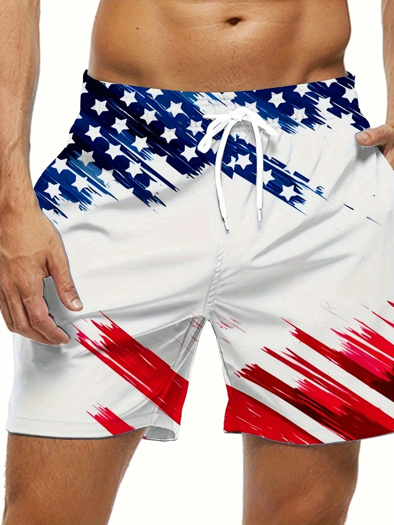 Men's Quick-Dry Breathable Beach Shorts With 3D American Flag Print Stretch Drawstring Waistband Streetwear Shorts Men Clothing
Men's Quick-Dry Breathable Beach Shorts With 3D American Flag Print Stretch Drawstring Waistband Streetwear Shorts Men Clothing