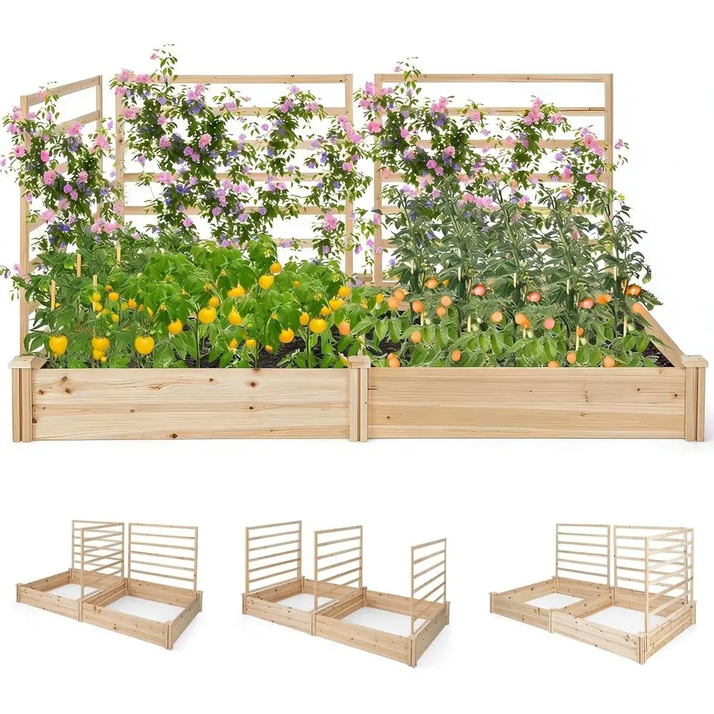 Outdoor Wooden Raised Garden Bed Kit with 2 Planters & 3 Trellises for Herbs, Veggies, Fruits, and Climbing Vines, 88L x 45W x 4
Outdoor Wooden Raised Garden Bed Kit with 2 Planters & 3 Trellises for Herbs, Veggies, Fruits, and Climbing Vines, 88L x 45W x 4