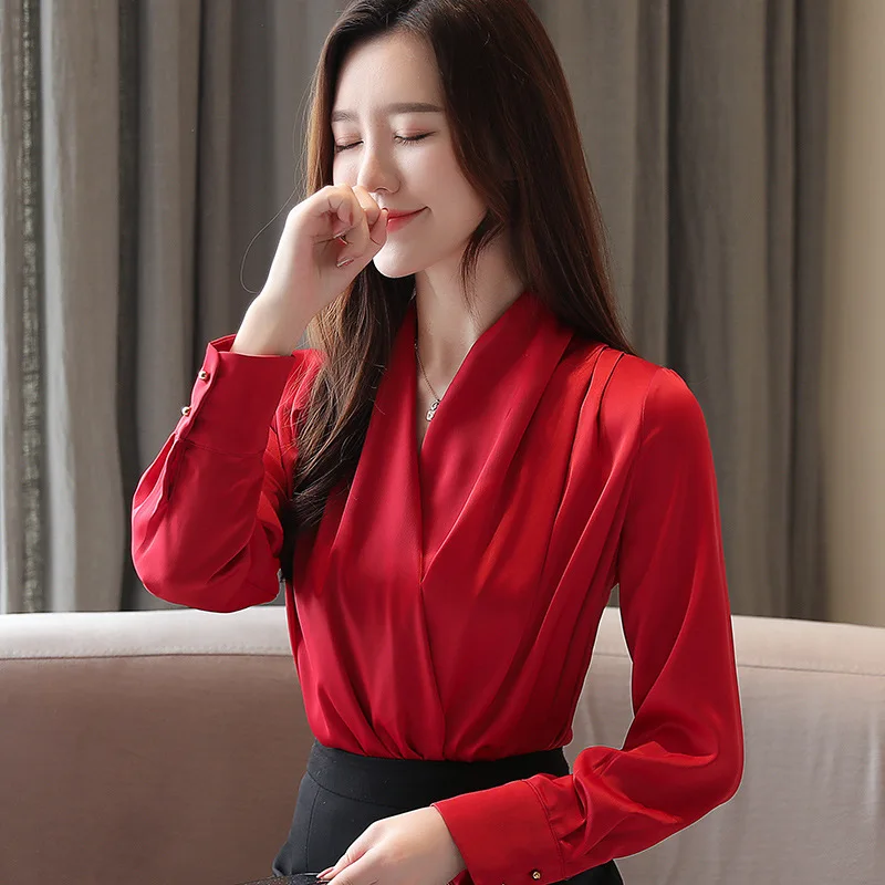 Deep V-neck Satin Blouses Women Chiffon Shirts Solid Elegant Blusas Female Office Lady Tops Y2k Korean Summer White Red Clothes
Deep V-neck Satin Blouses Women Chiffon Shirts Solid Elegant Blusas Female Office Lady Tops Y2k Korean Summer White Red Clothes