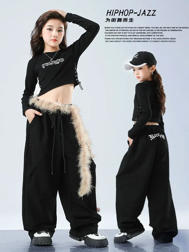 Kid Hip Hop Clothing Black Side Drawstring Crop Top T Shirt Casual Sweat Parachute Pants for Girls Jazz Dance Costumes Clothes
Kid Hip Hop Clothing Black Side Drawstring Crop Top T Shirt Casual Sweat Parachute Pants for Girls Jazz Dance Costumes Clothes